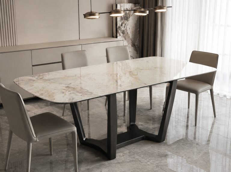 天然奢石岩板餐桌组合